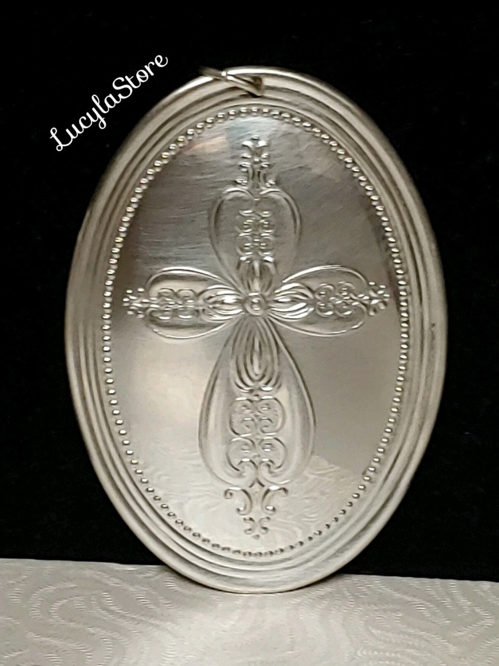 Vintage 1972 Towle STERLING Mistletoe Christmas Ornament Medallion 2Turtle Doves